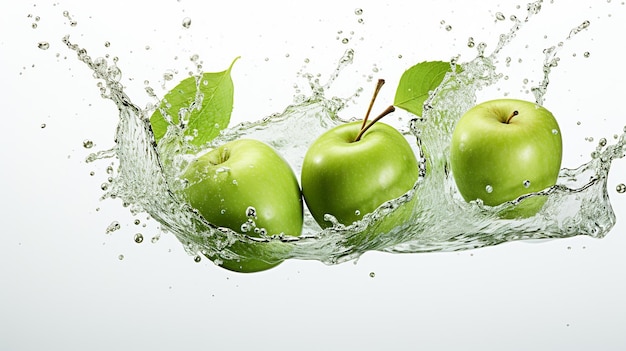 Foto manzanas verdes frescas en el generador de agua por ai