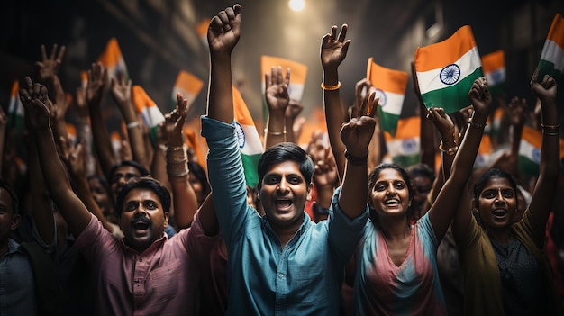 foto mãos agitando bandeiras da Índia