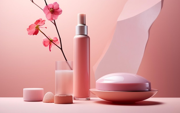 Foto de maqueta de botellas de productos de belleza para el cuidado del cabello y el cuidado de la piel