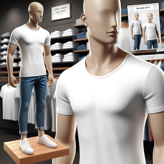 Foto foto de maqueta de camiseta blanca simple para hombres generada por ai