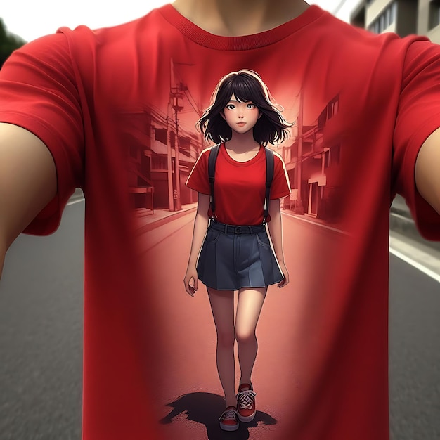 Foto de maqueta de camiseta roja simple para hombres generada por ai