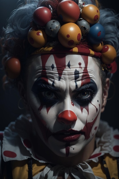 Foto foto de maquillaje de payaso aterrador en halloween