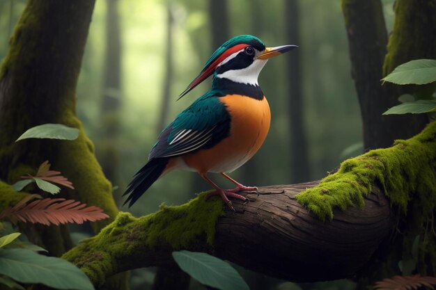 Foto de martines pescadores esperando en su nido en el bosque