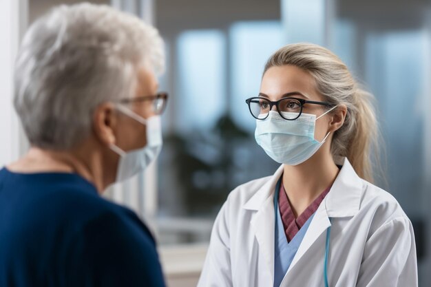 Foto de un médico dando consejos a un paciente en el hospital