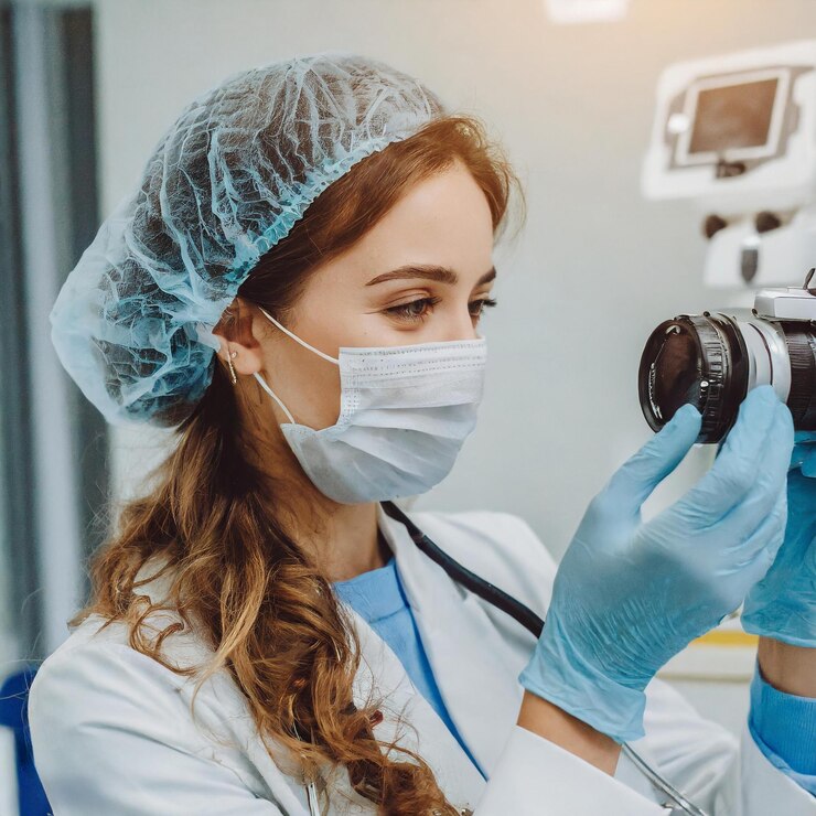 foto del médico fotografía los detalles del procedimiento en el hospital