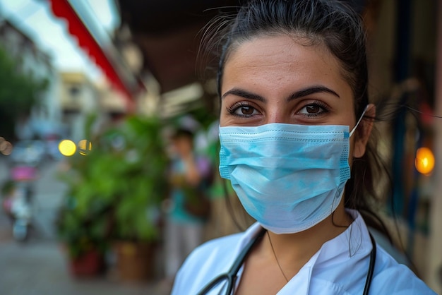 Foto de un médico con una máscara facial