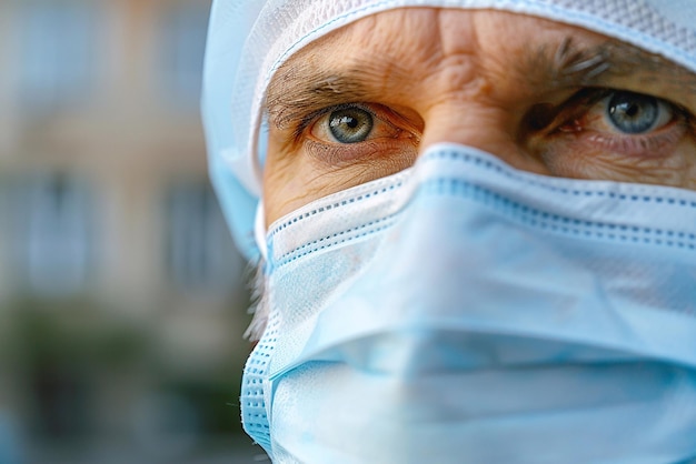 Foto de un médico con una máscara facial