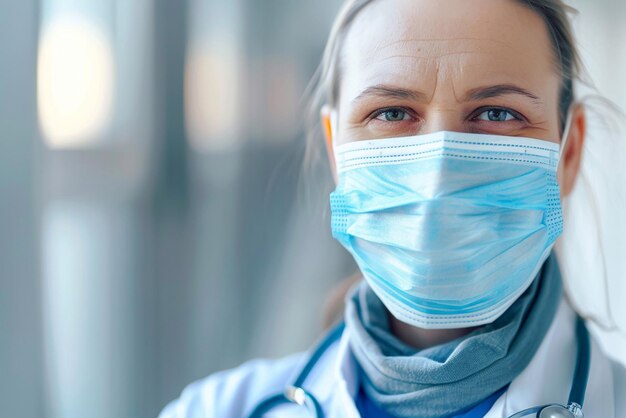 Foto de un médico con una máscara facial