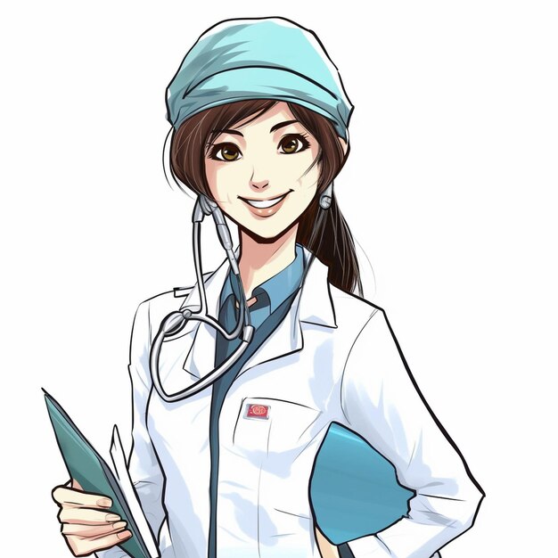 foto médico mujer médico en uniforme médico con estetoscopio brazos cruzados en el pecho sonriendo