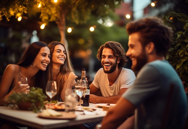 Foto foto de mejores amigos cenando juntos.