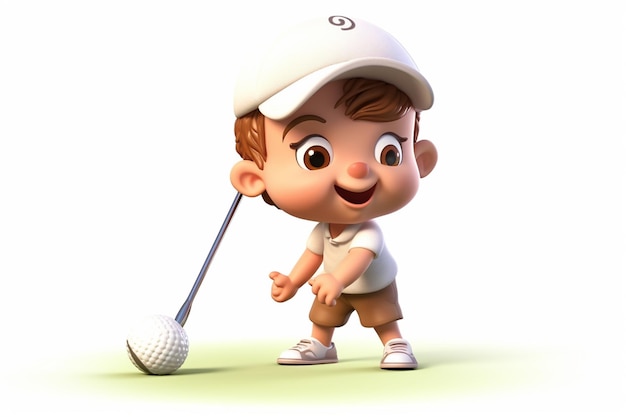 foto menino jogando golfe fundo branco