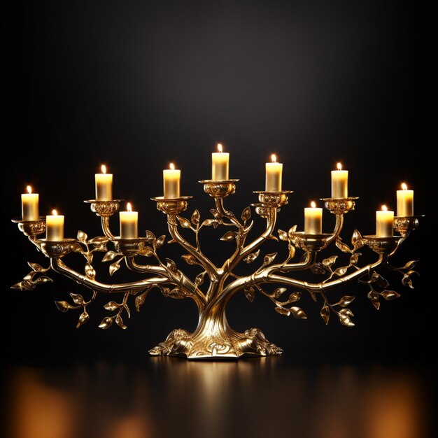 Foto foto menorah de hanukkiah com nove ramos