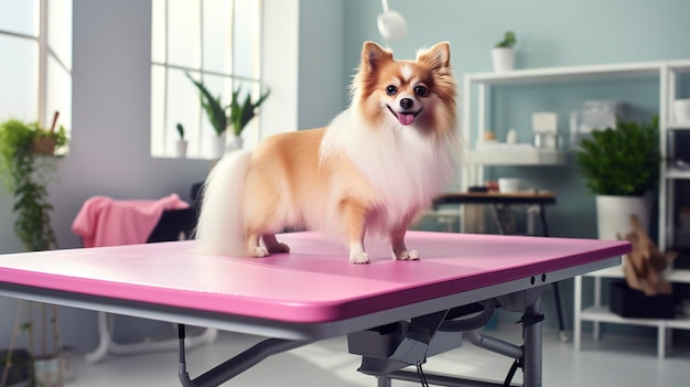 Una foto de una mesa de aseo para el cuidado de mascotas