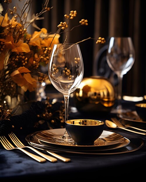 Foto foto de una mesa festiva en un estilo lujoso