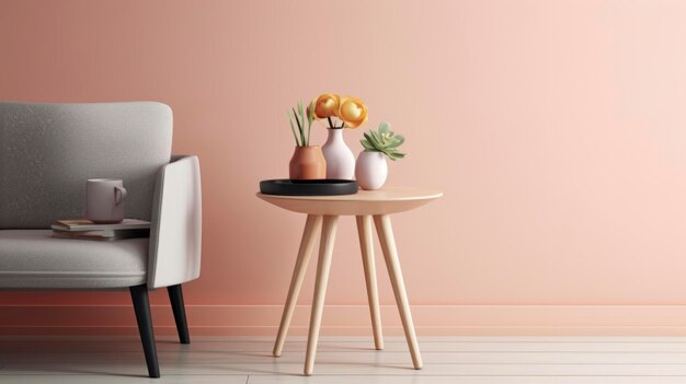 Una foto de una mesa lateral de estilo escandinavo con un diseño inspirado en Scandi