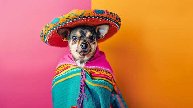 Foto foto mexicana con un perro gracioso