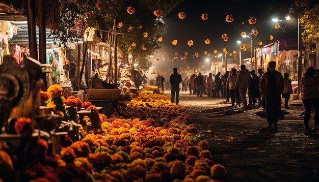 Una foto de Mexico Cutz en el Dias de Los muertos en la noche