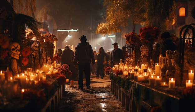 Foto una foto de mexico cutz en el dias de los muertos en la noche