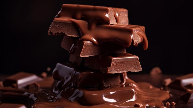 Foto de Mezcla de caramelos de chocolate y chocolate en el fondo