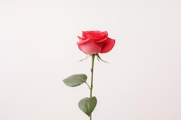 Foto minimalista de uma única rosa contra um fundo branco