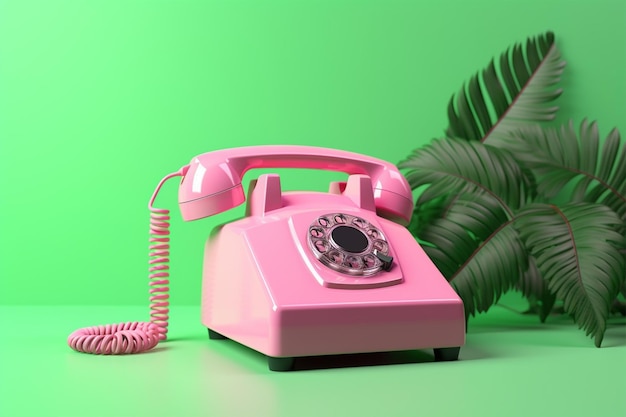 foto mínimo rosa fondo verde tele teléfono dibujos animados