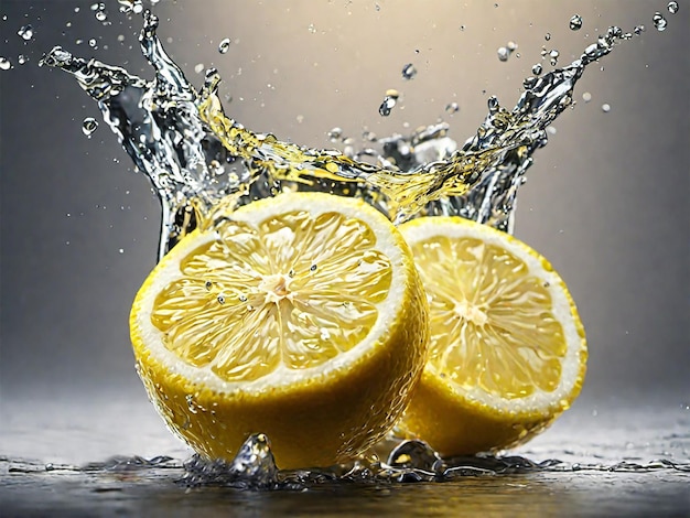 Foto mit frischem Zitronenwasserspritzer