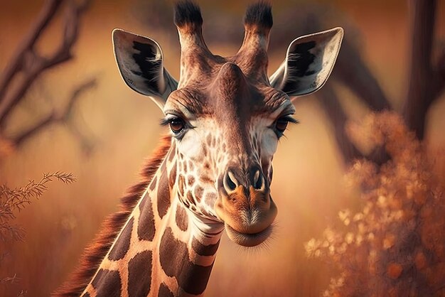 Foto mit selektivem Fokus, um die Augen der Giraffe hervorzuheben