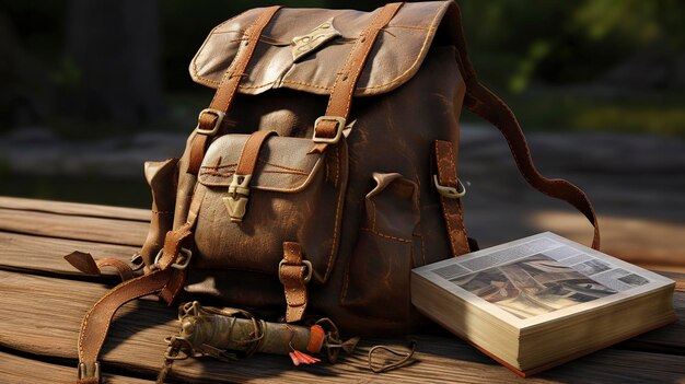 Una foto de una mochila con un diario