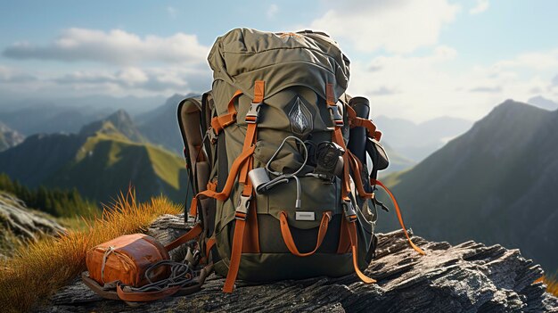 Una foto de una mochila con herramientas de exploración