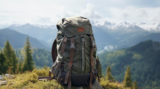 Foto una foto de una mochila de viajero en la naturaleza