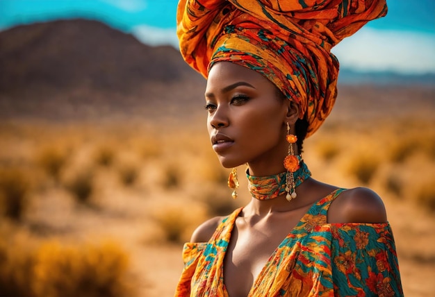 foto de moda de una mujer hermosa en un largo vestido de lujo posando ai generativo