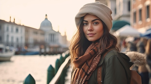 una foto de una modelo turista