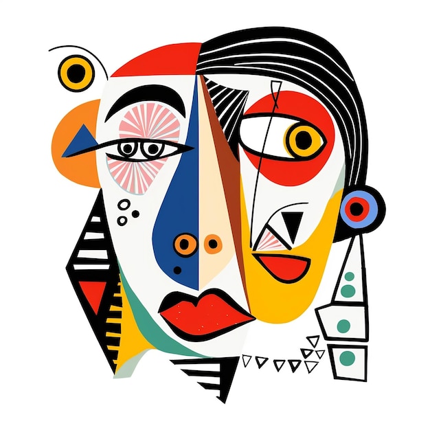 Foto moderna geometria abstrata pintada à mão beleza fundo pintura decorativa estilo picasso