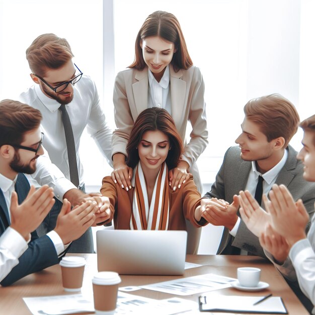 Foto del momento de la reunión de los jóvenes empleados