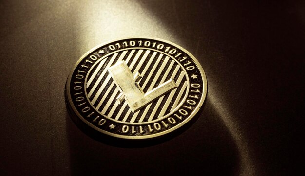 Foto foto de una moneda de litecoin monedas de moneda crypto