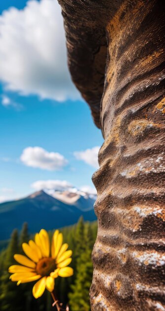 Foto foto de una montaña y un cielo azul con nubes fotografía de bosque