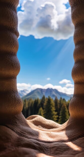 foto de una montaña y un cielo azul con nubes fotografía de bosque