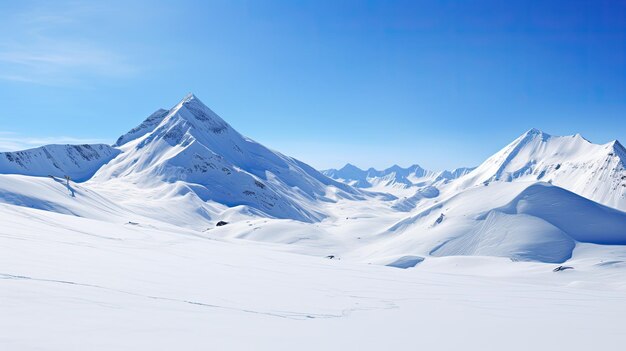 Una foto de una montaña cubierta de nieve y un cielo azul claro