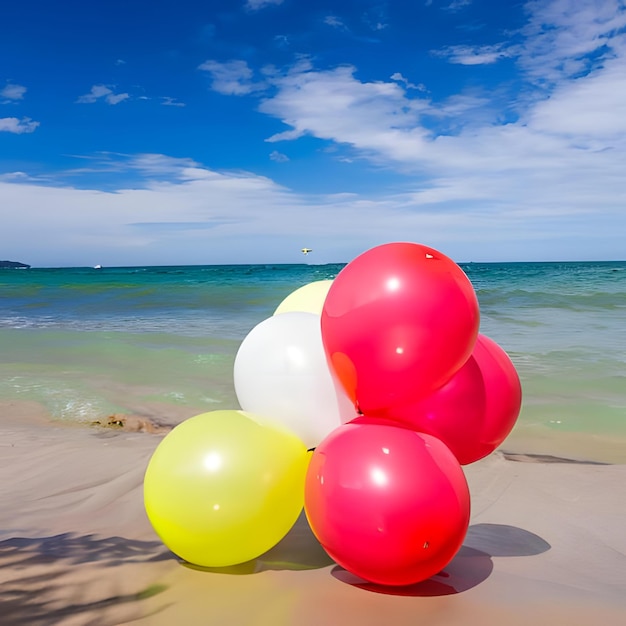 Foto Un Montón De Globos Que Están En La Playa 1