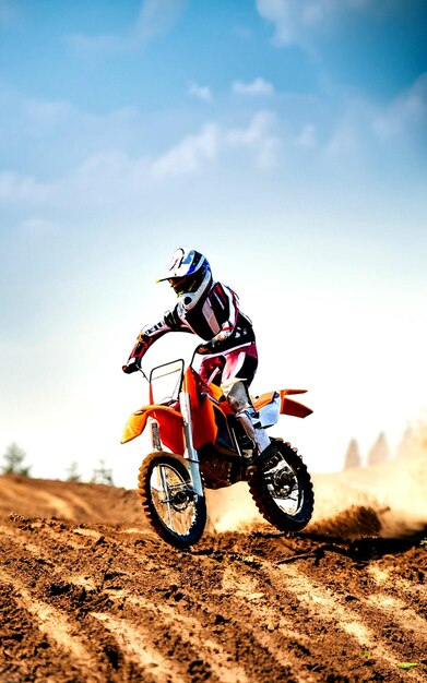 Foto-Motocross-Fahrer im Action-Motocross-Sport im Freien