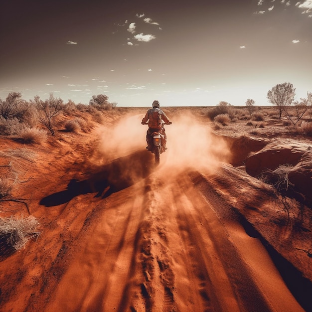 Foto foto: motocross-motorradfahrer bei einem rennen auf einer unbefestigten strecke