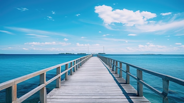 Foto una foto de un muelle junto al mar aguas tranquilas