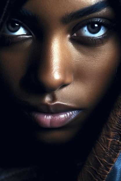 En esta foto se muestra una mujer con ojos azules.