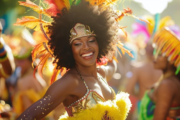 Foto de una mujer bailando en un carnaval