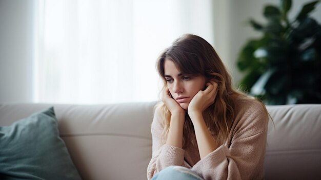 Foto foto de mujer deprimida despierta en la noche está agotada y sufre de insomnio