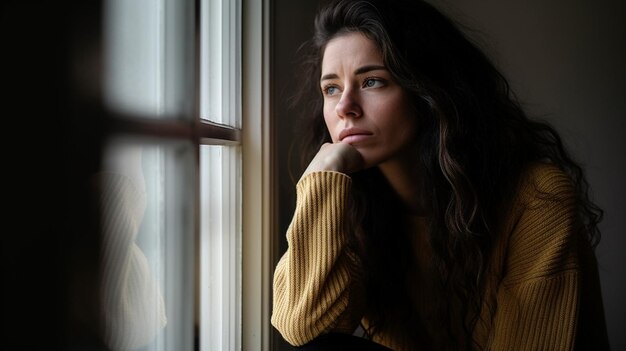 Foto de mujer deprimida despierta en la noche está agotada y sufre de insomnio