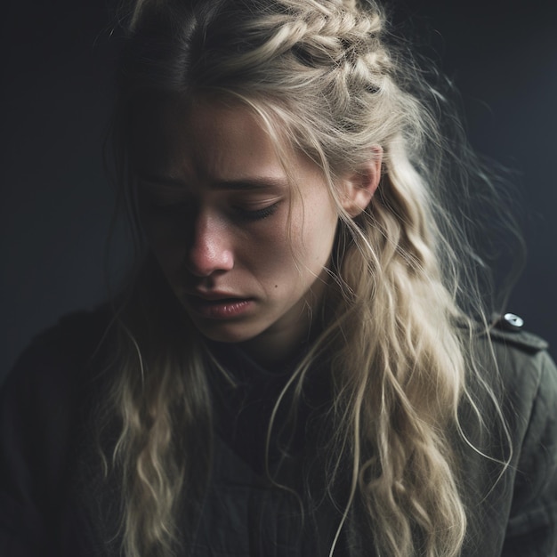 foto de una mujer deprimida llorando