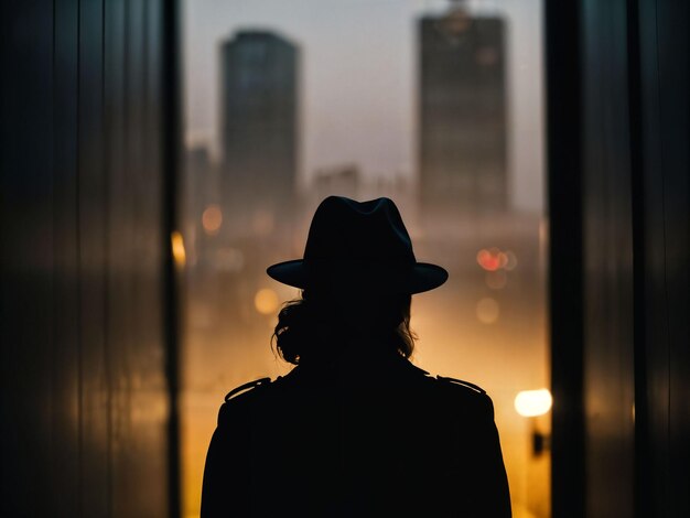 foto de una mujer detective seria en la escena del crimen IA generativa