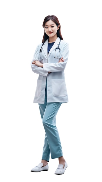 Foto de mujer doctora en uniforme generativo ai.