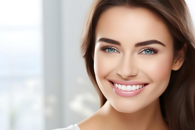 Foto foto de una mujer feliz en un fondo blanco de estudio